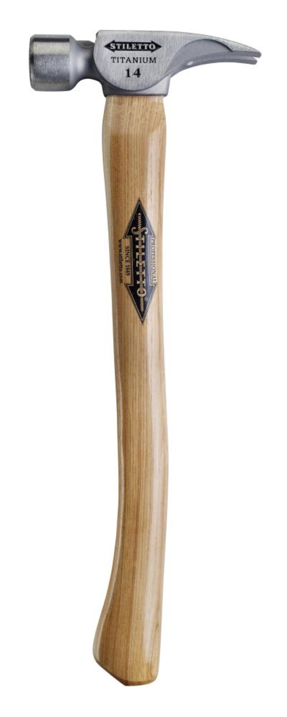 Stiletto 14 oz Titanium Milled Face Hammer with 18 in. Curved Hickory Handle - Flockneti