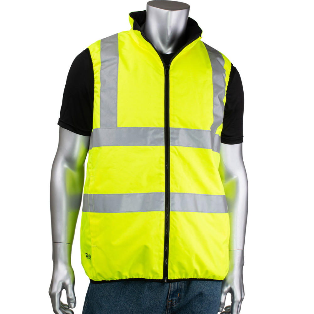 Protective Industrial Products Mens Polyester Reversible Puffer Vest Hi-Vis Yellow 3X - Flockneti