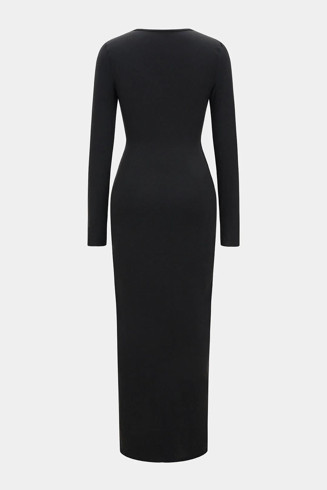 Metallic Decor V-Neck Cut Out Long Sleeve Maxi Dress - Flockneti