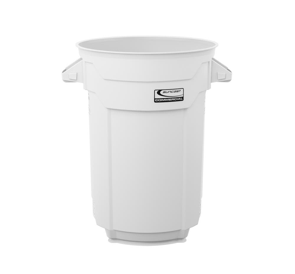 Suncast Plastic Utility Trash Can – 32 Gallon White - Flockneti