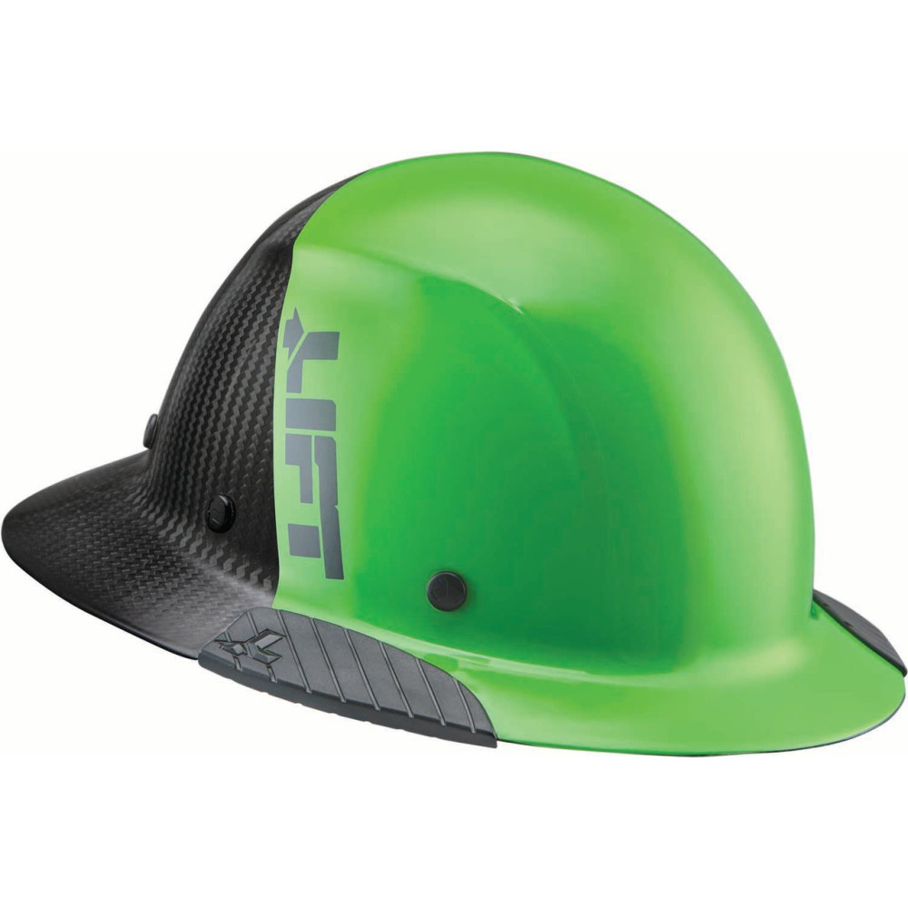 Lift Safety DAX Fifty/50 Full Brim Hard Hat Green Carbon Fiber - Flockneti