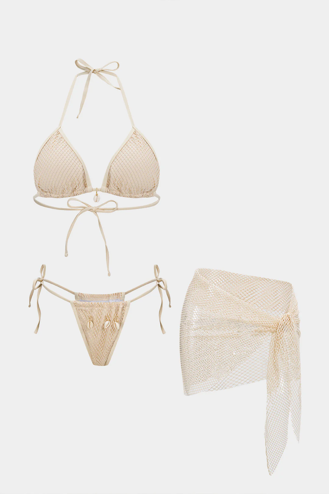 Halter Neck Tie-Up Cut Out Skirt Bikini Set - Flockneti