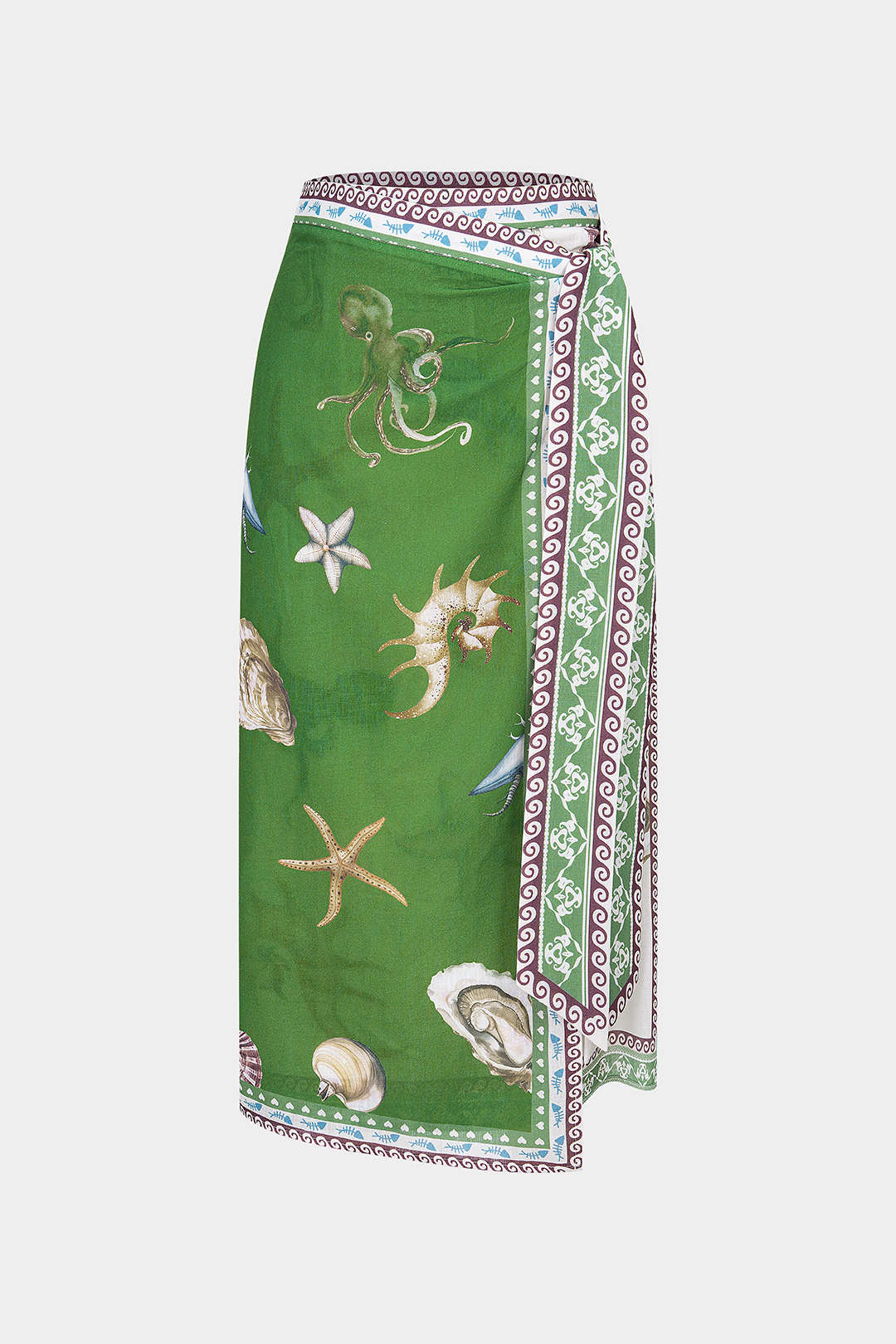 Contrast Artistic Print Wrap Asymmetrical Skirt - Flockneti