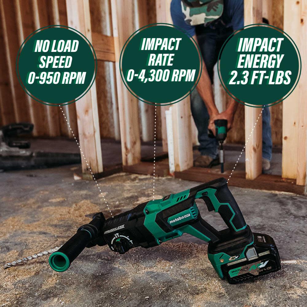 Metabo HPT 36V MultiVolt Rotary Hammer SDS Plus 1 1/8″ D Handle Bare Tool - Flockneti