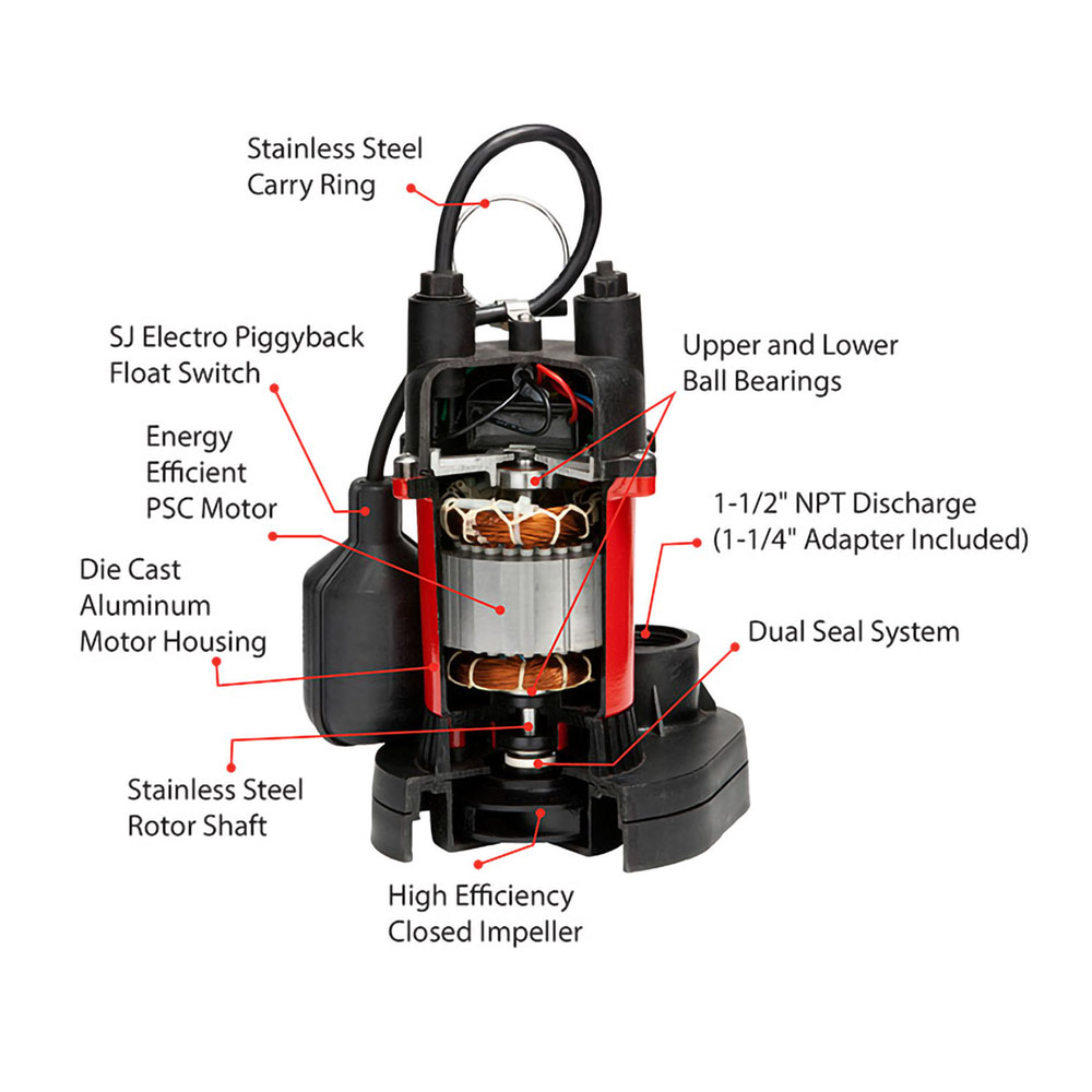 Red Lion 1/2HP Sump Pump with Vertical Switch - Flockneti