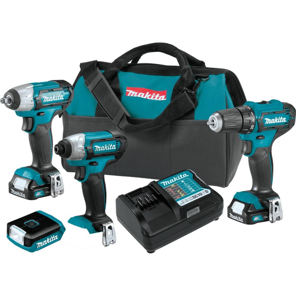 Makita 12V Max CXT Lithium-Ion Cordless 4-Pc. Combo Kit (1.5Ah) - Flockneti
