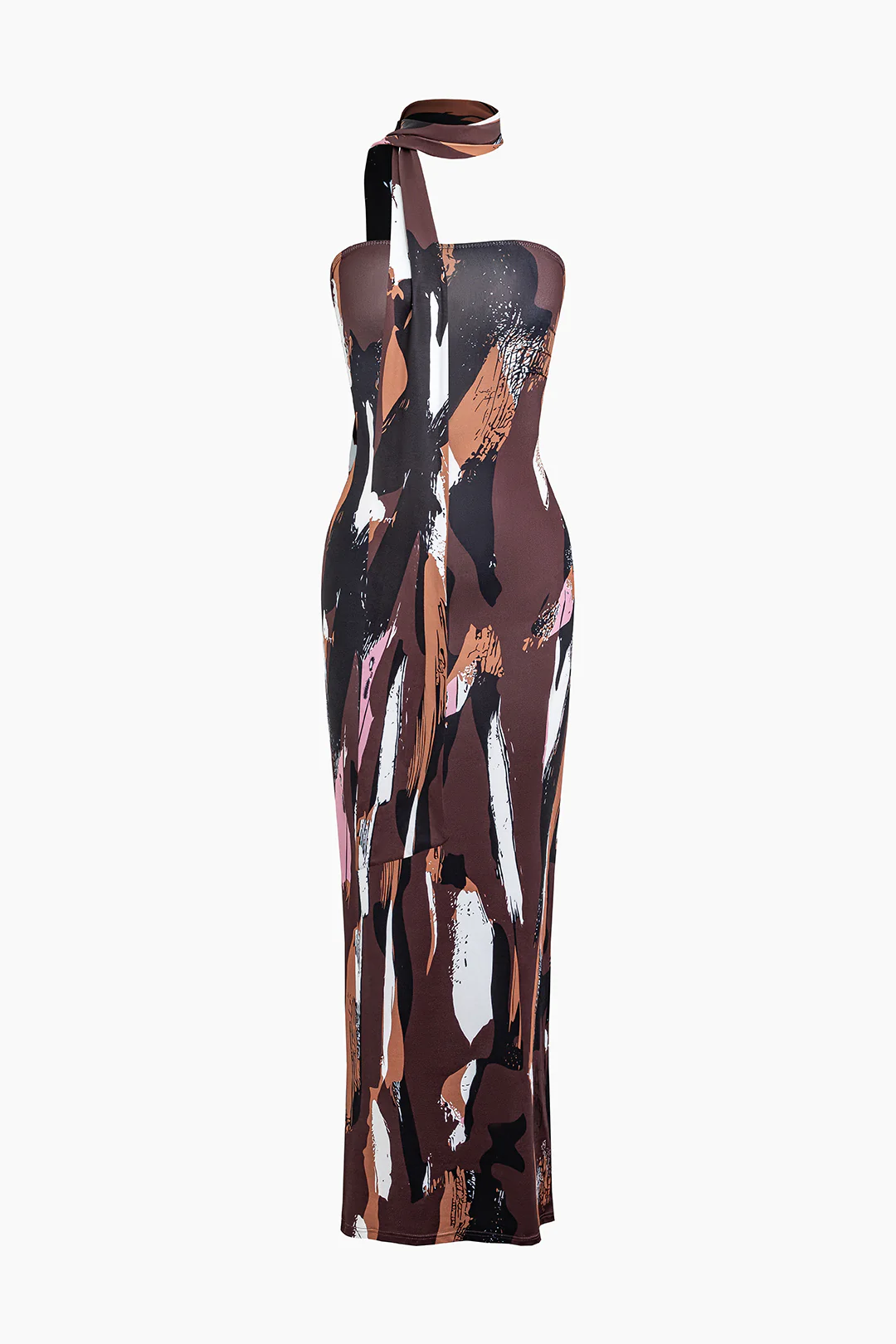 Graffiti Print Backless Strapless Sleeveless Maxi Dress - Flockneti