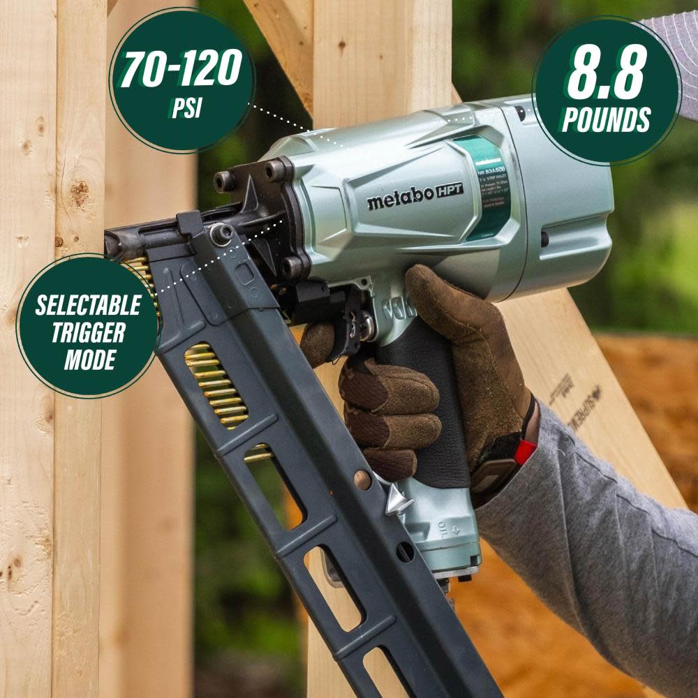 Metabo HPT 3 1/4″ Round Head Framing Pneumatic Nailer - Flockneti