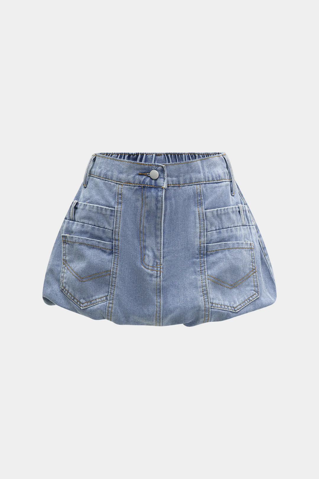 Denim Pocket Shirred Waistband Skirt - Flockneti