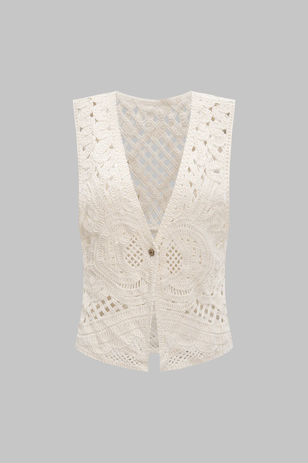 Knit Cut Out V-Neck Button Vest - Flockneti