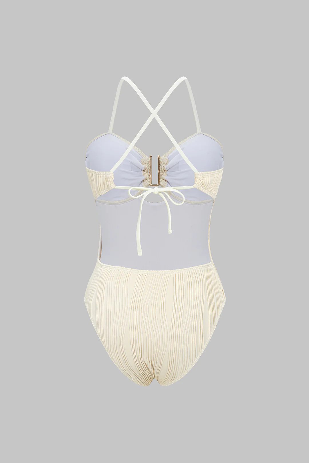 Metallic Decor Crossed Swimsuit - Flockneti