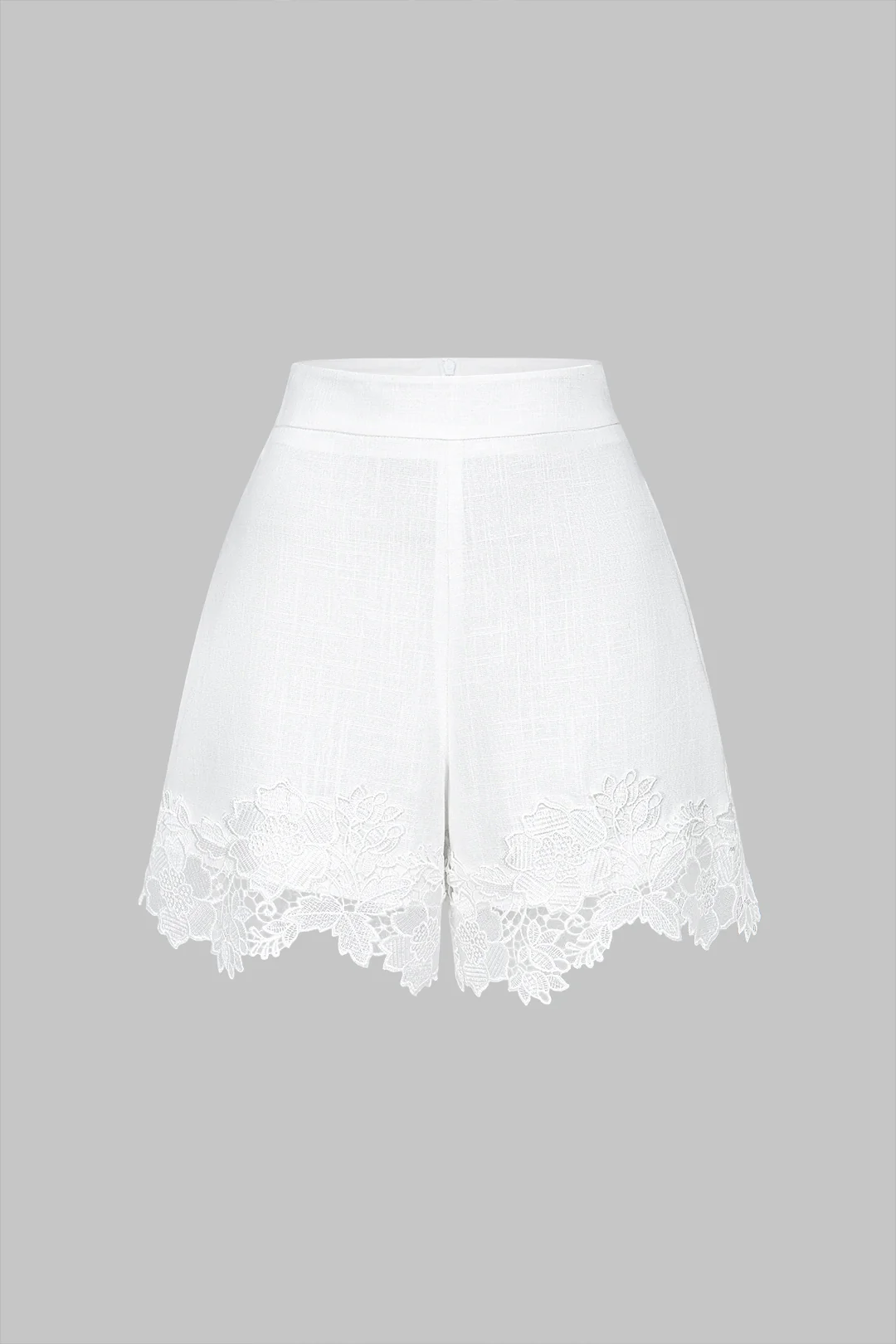 Lace Patchwork Zipper Wide Leg Shorts - Flockneti
