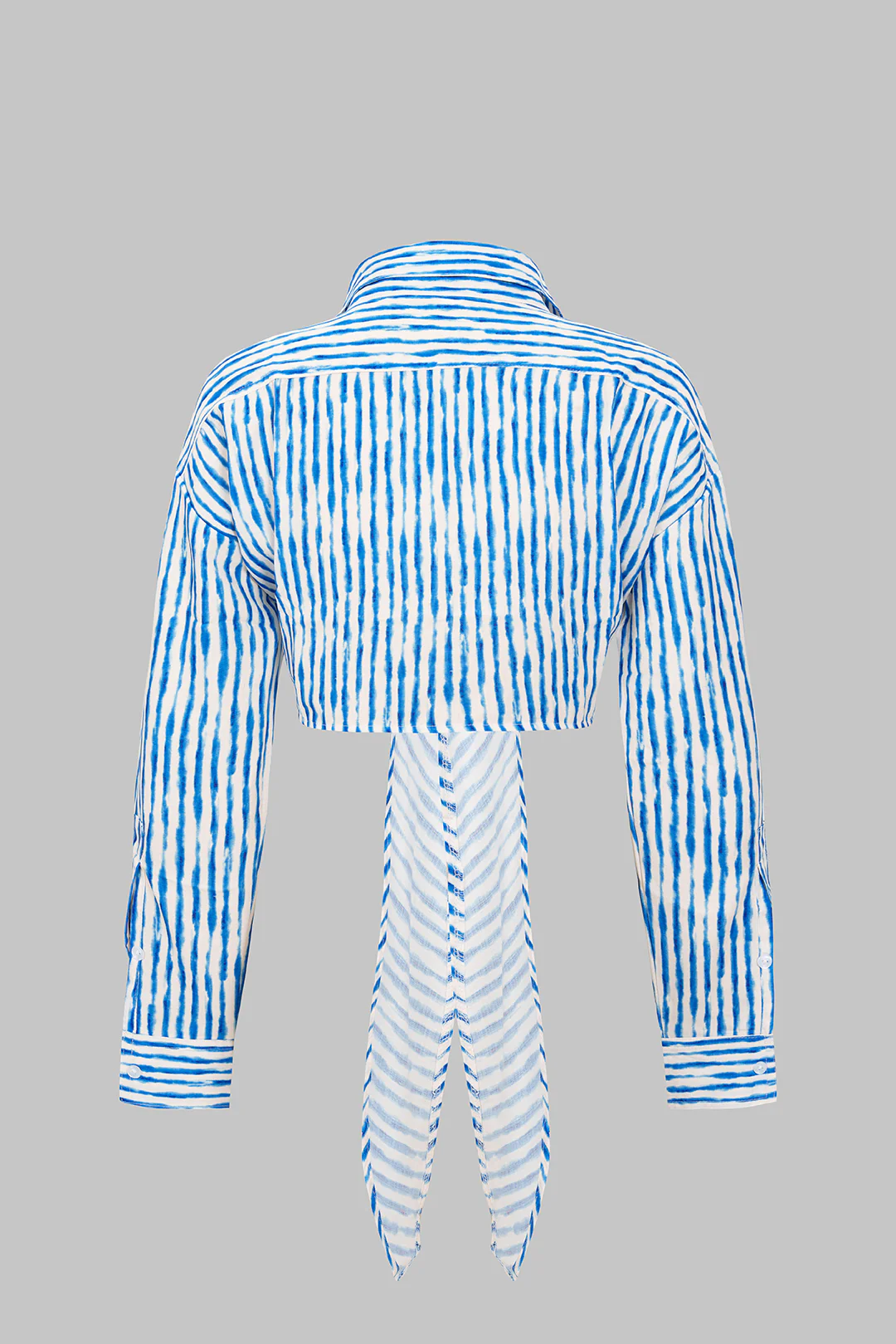Stripes Print Button Tie Up Long Sleeve Shirt - Flockneti