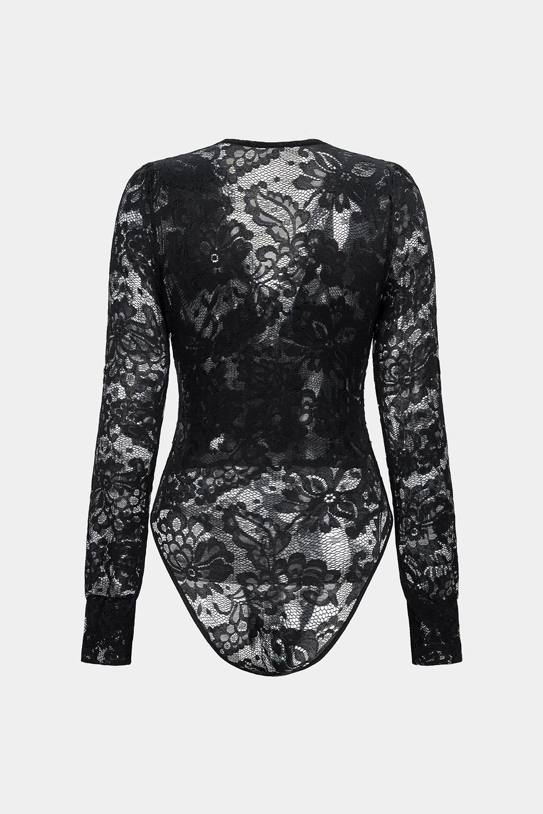 Lace V-Neck Long Sleeve Bodysuit - Flockneti