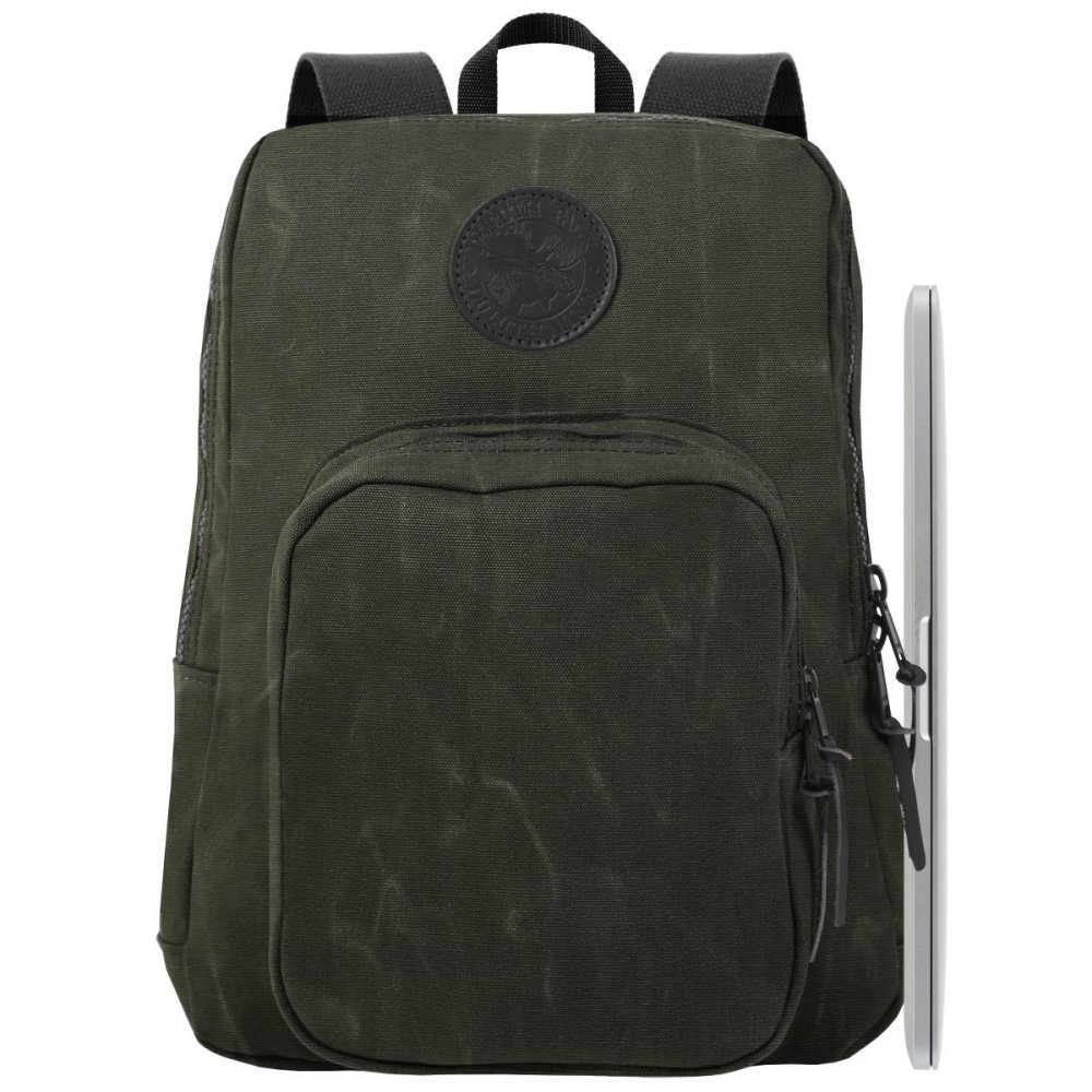 Duluth Pack 21 Liter Capacity Wax Olive Drab Large Standard Laptop Backpack - Flockneti