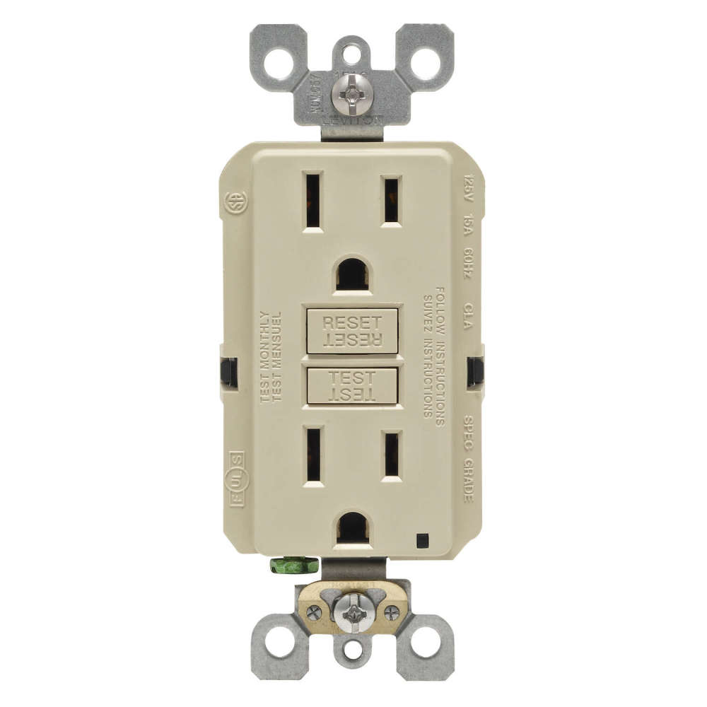 Leviton SmartlockPro GFCI Outlet 15A 125V Duplex Ivory NEMA 5-15R - Flockneti