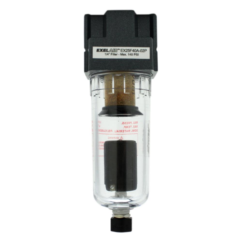 Milton EXELAIR FRL (Mini) Air Filter – 1/4″ NPT – Polycarbonate Bowl Automatic Float (EX25F40A-02P) - Flockneti