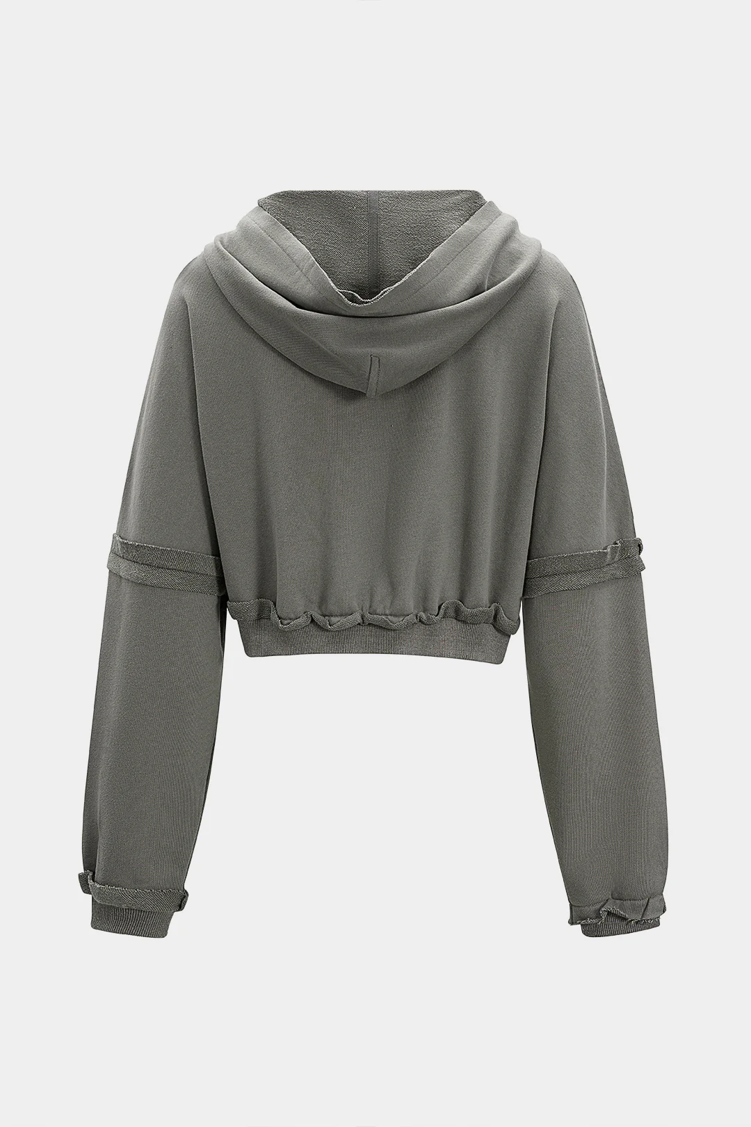 Hooded Frayed Long Sleeve Sweatshirt - Flockneti