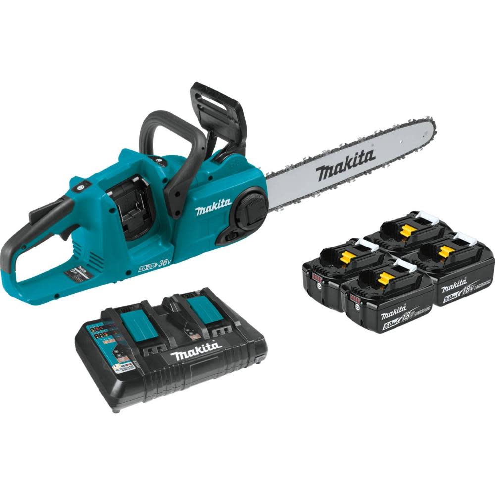 Makita 18V X2 (36V) LXT Lithium-Ion Brushless Cordless 16″ Chain Saw Kit with 4 Batteries (5.0Ah) - Flockneti