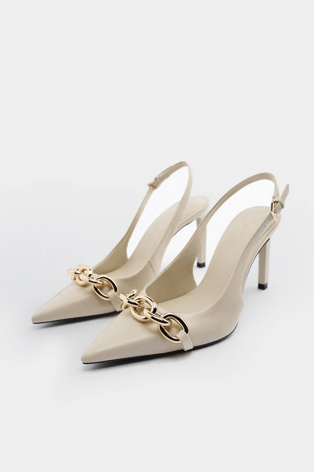 Chain Metallic Pointed Heels - Flockneti