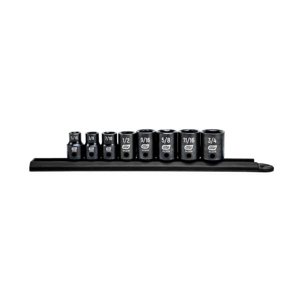GEARWRENCH 8 Pc 3/8″ Drive 6 Point Standard Impact SAE Socket Set - Flockneti