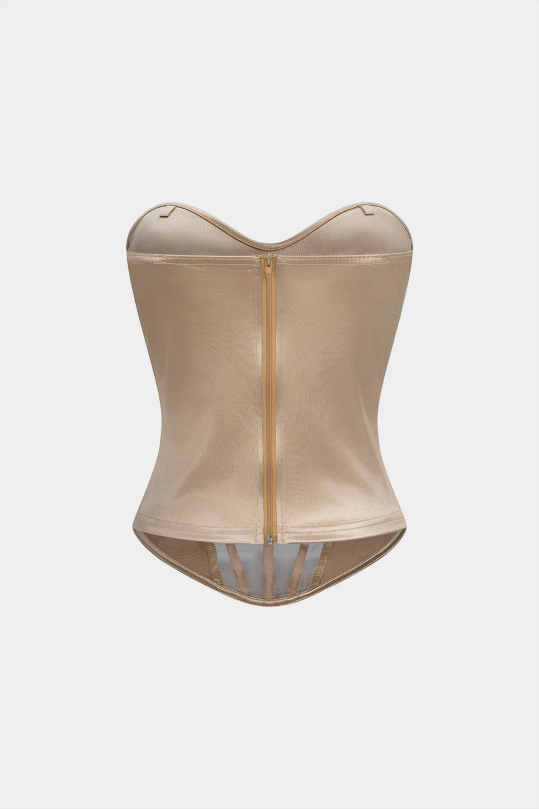 Satin Patchwork Zipper Strapless Tube Top - Flockneti