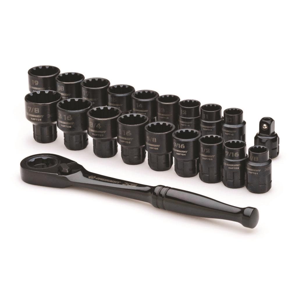 Crescent 20 Pc. 3/8″ Drive Pass-Thru X6 Standard Spline Mechanics Tool Set - Flockneti