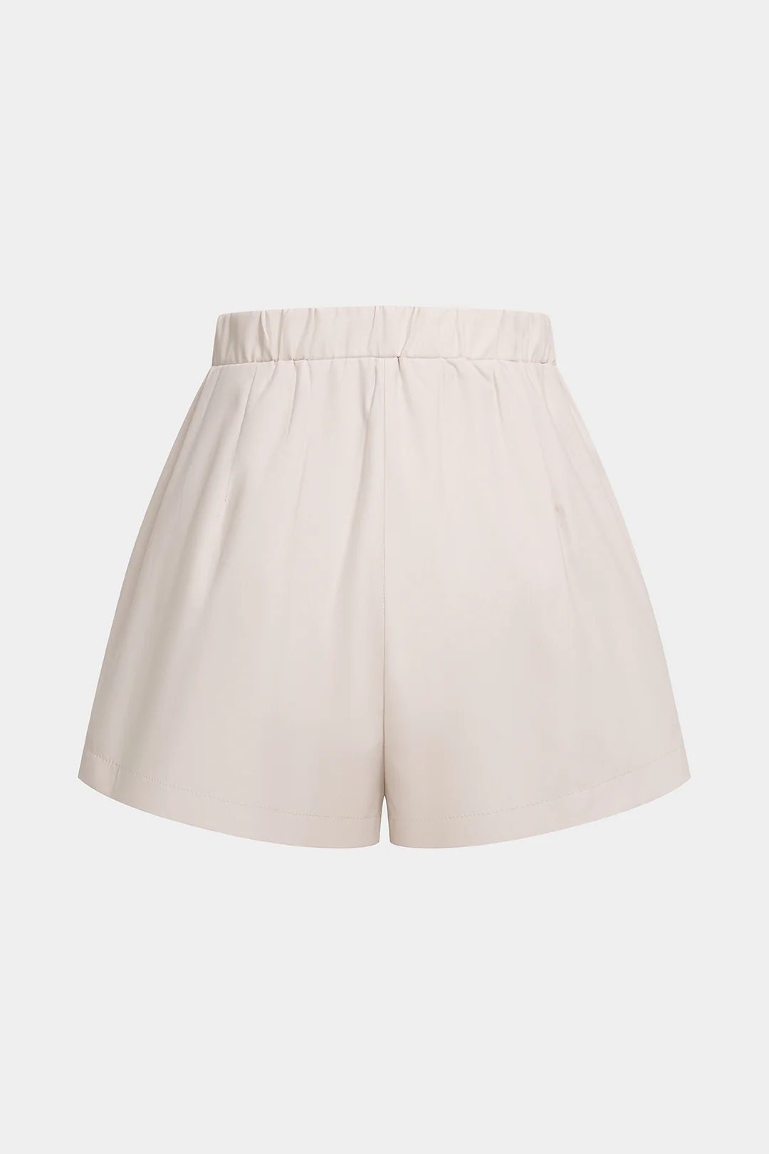 Solid Pleated Buckle High Waist Shorts - Flockneti