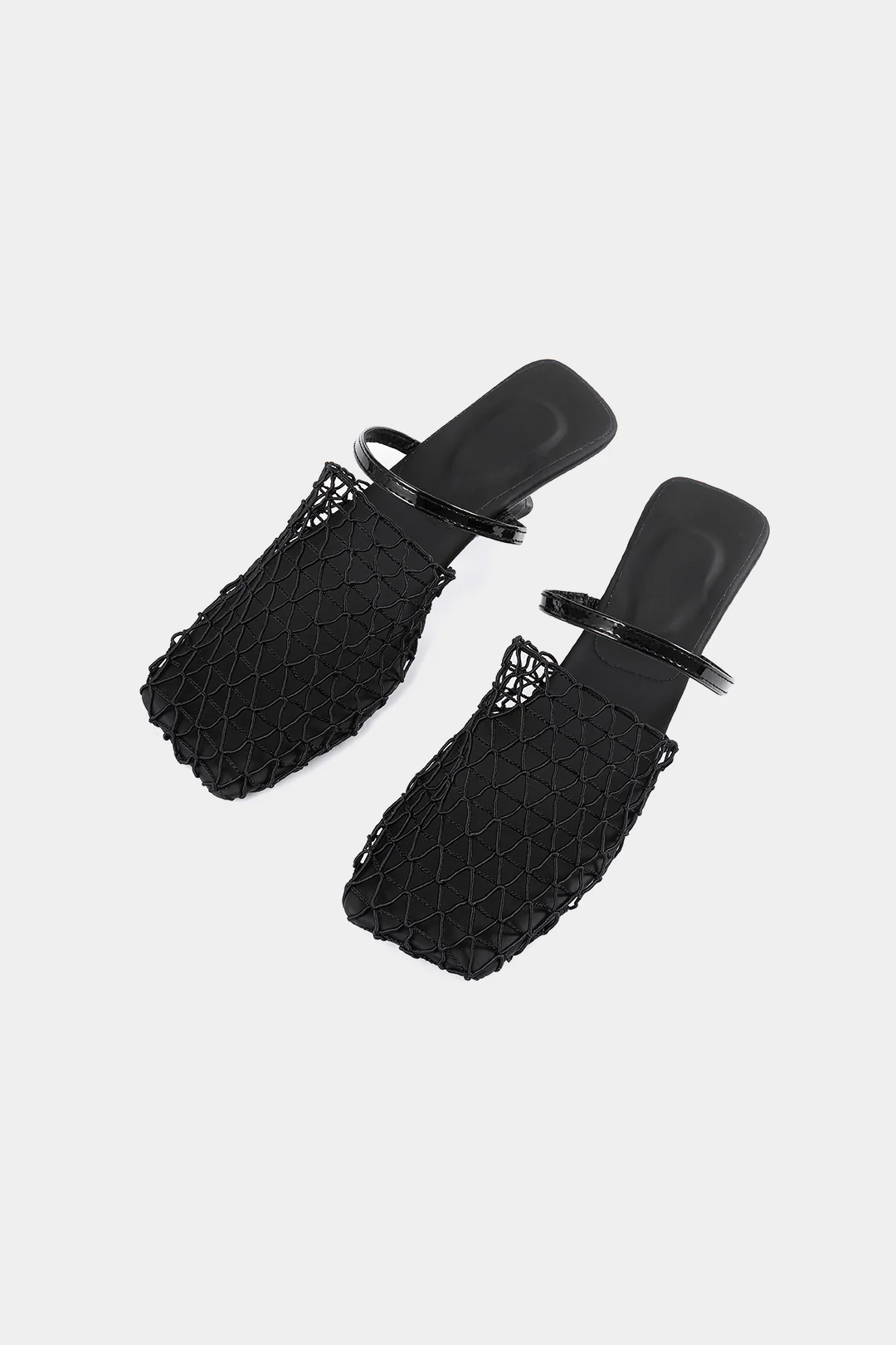 Mesh Cut Out Square Toe Sandals - Flockneti