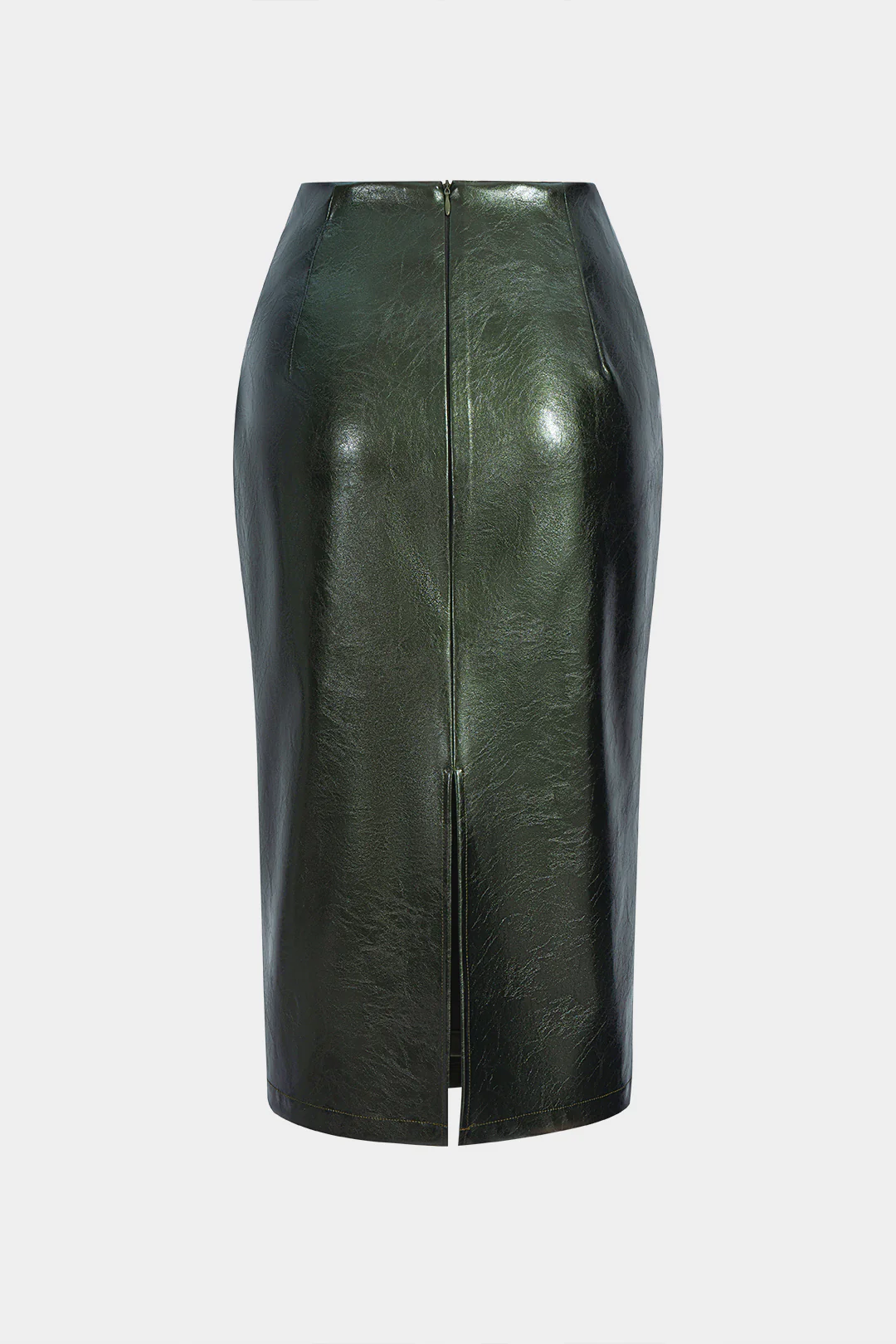 Faux Leather High Waist Ruched Asymmetrical Skirt - Flockneti