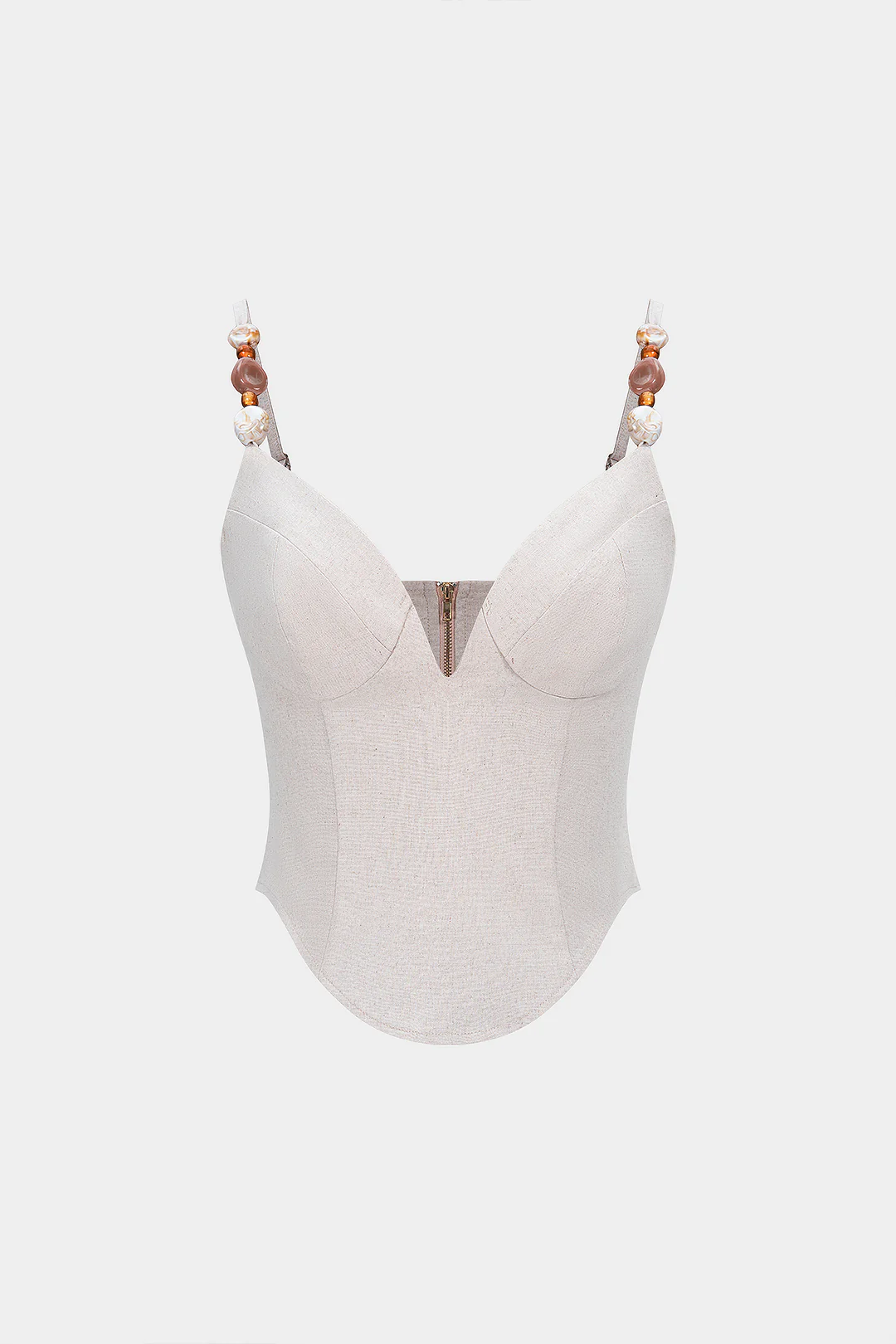 Linen V-Neck Zipper Cami Top - Flockneti