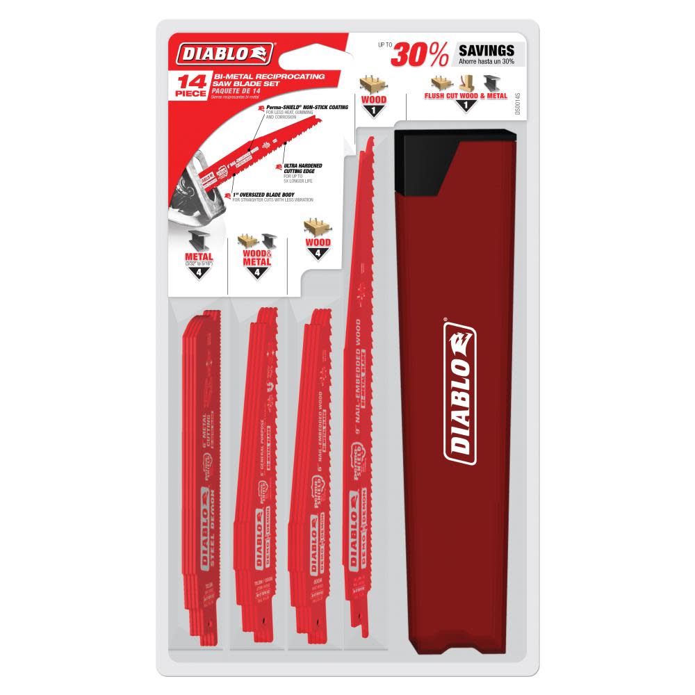 Diablo Tools 14 pc Nail-Embedded Wood and Metal Demolition Recip Set - Flockneti