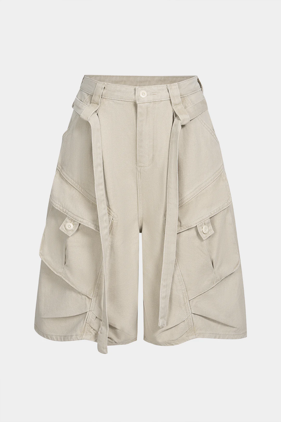 Denim Belted Pocket Shorts - Flockneti