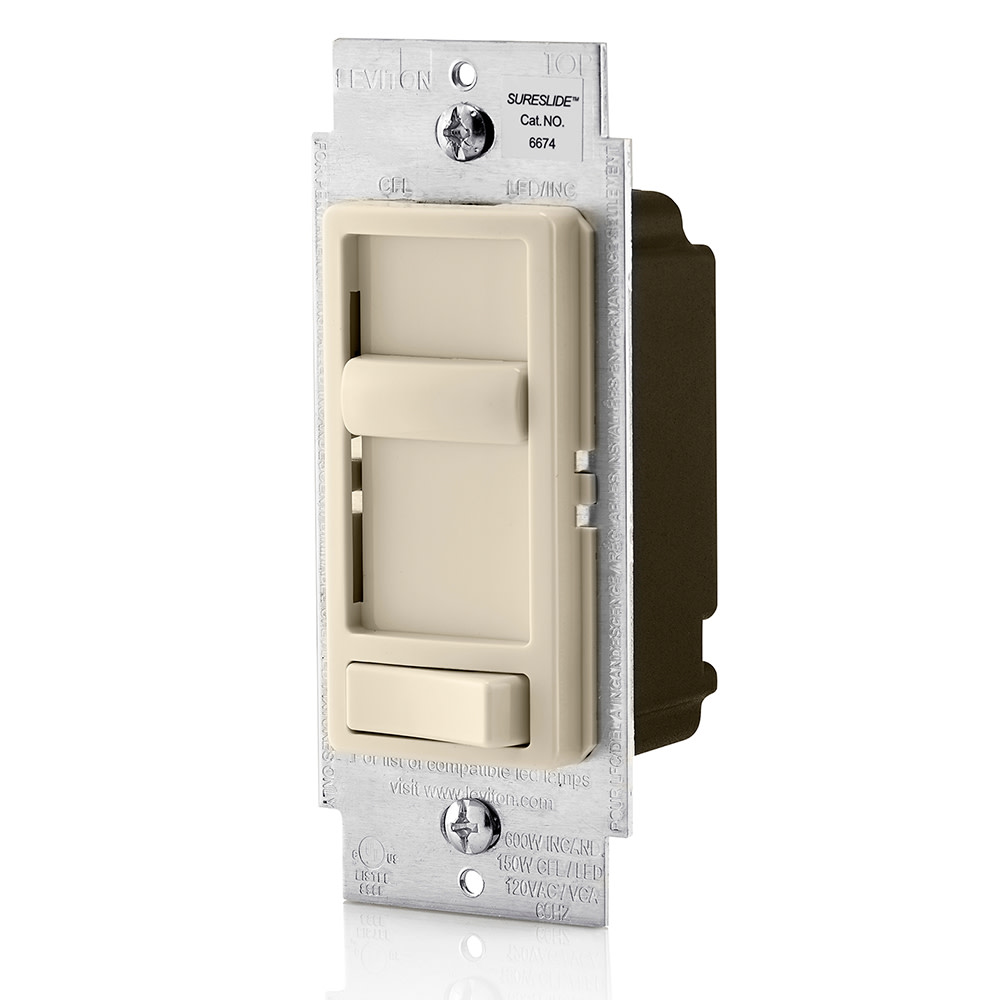 Leviton Almond Incandescent/Halogen Preset Slide Dimmer Switch - Flockneti