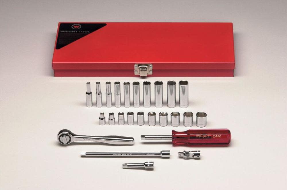 Wright Tool 1/4 In. Drive 25 pc. 6 pt std & Deep Metric Socket Set - Flockneti