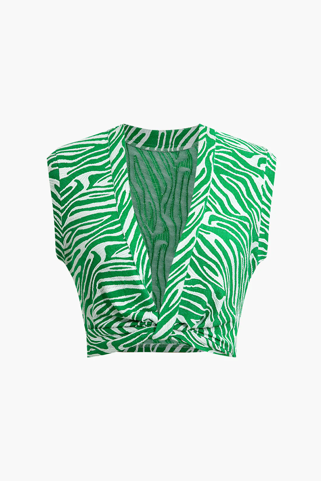 Zebra Print V-neck Sleeveless T-shirt - Flockneti