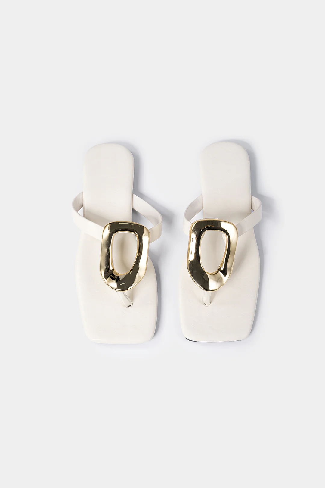 Metallic Decor Open Toe Flats - Flockneti