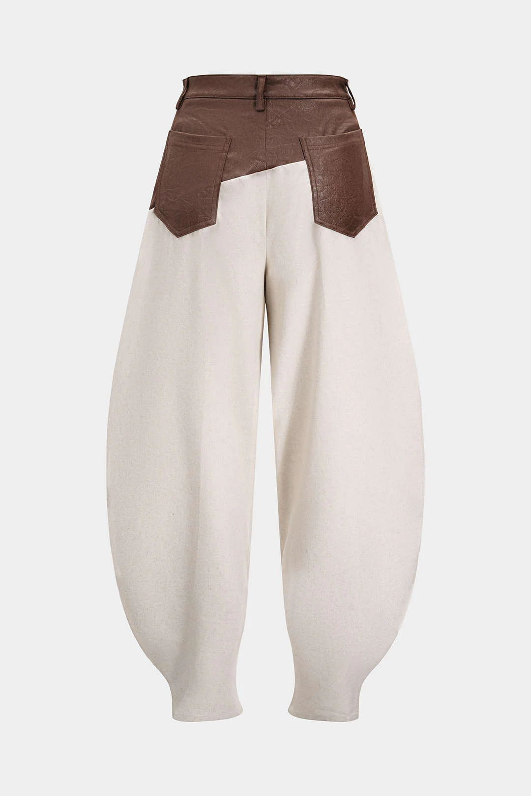 Faux Leather Ruched Patchwork Barrel Trousers - Flockneti