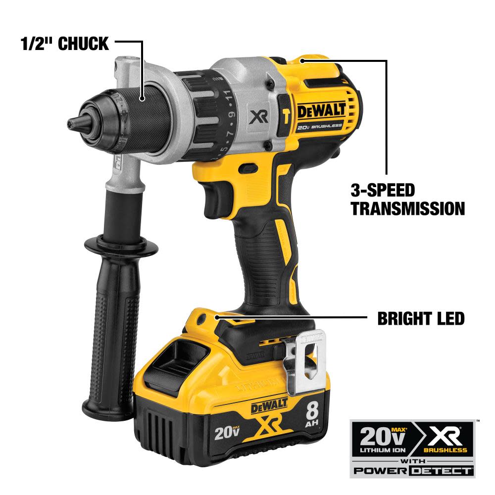 DEWALT 20V MAX* POWER DETECT XR 1/2In Hammer Drill/Driver & Impact Driver Kit - Flockneti