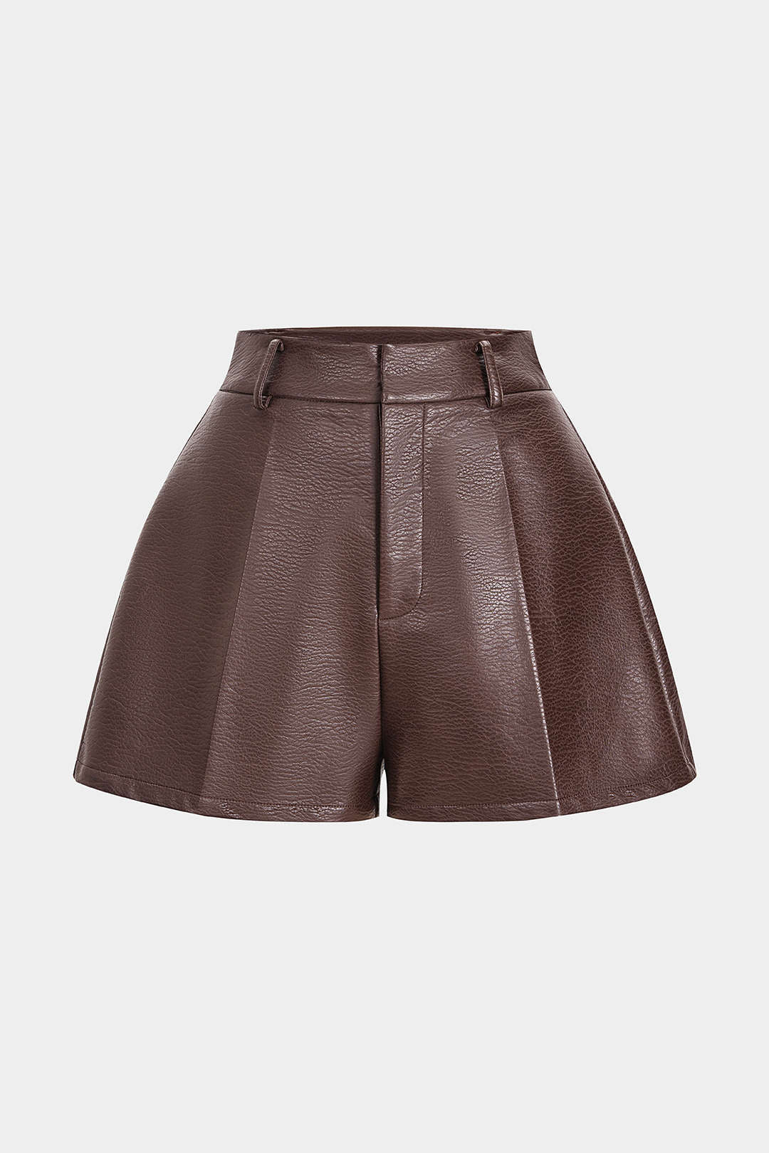 Basic Leopard Faux Leather Zippered Straight Short - Flockneti