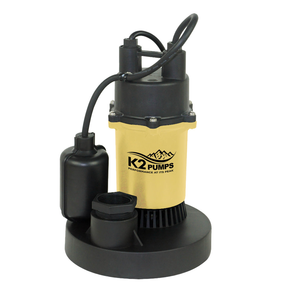 K2 Pumps Sump Pump Cast Aluminum 1/4 HP with Direct in Tethered Switch - Flockneti