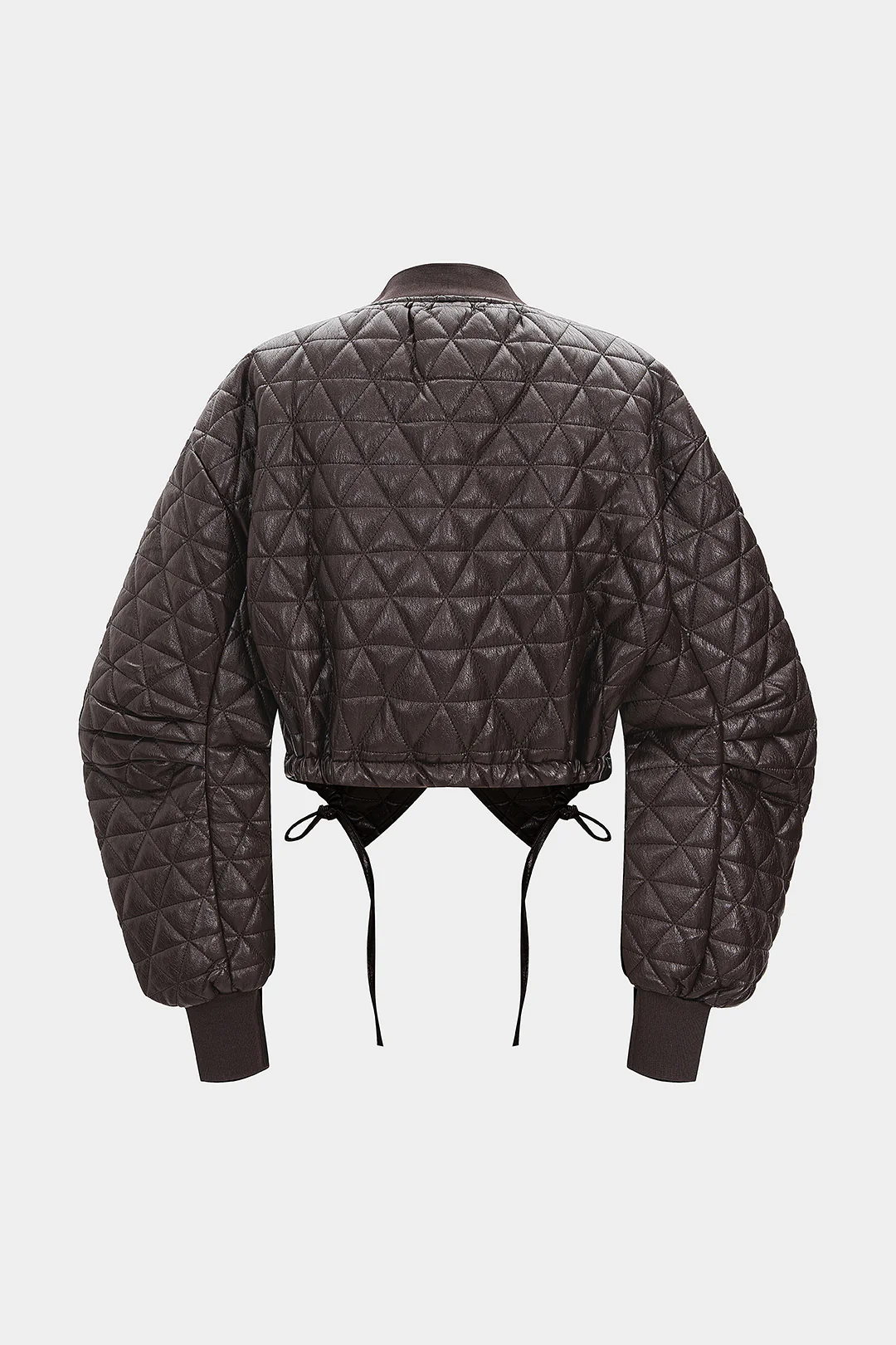 Faux Leather Strappy Tie-Up Jacket - Flockneti