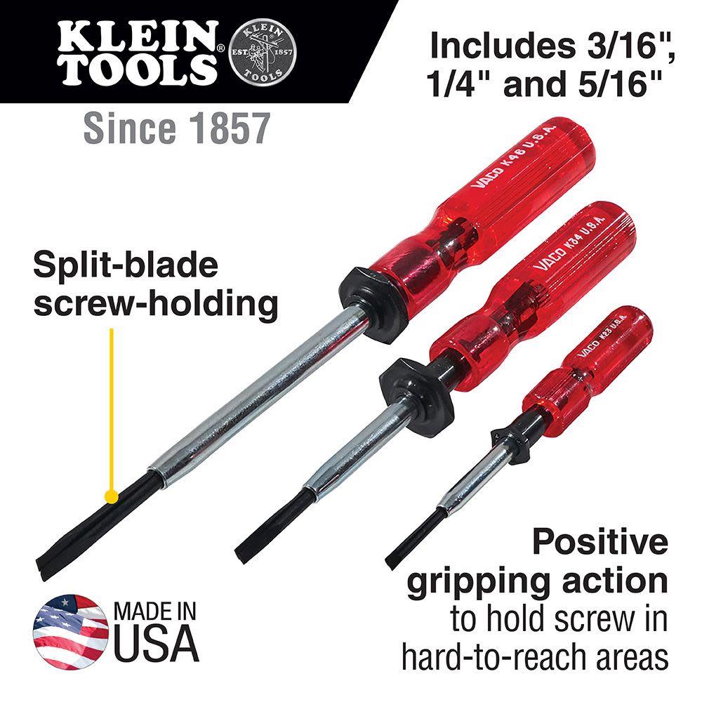 Klein Tools Slotted Holding Screwdrivers 3 Pc - Flockneti
