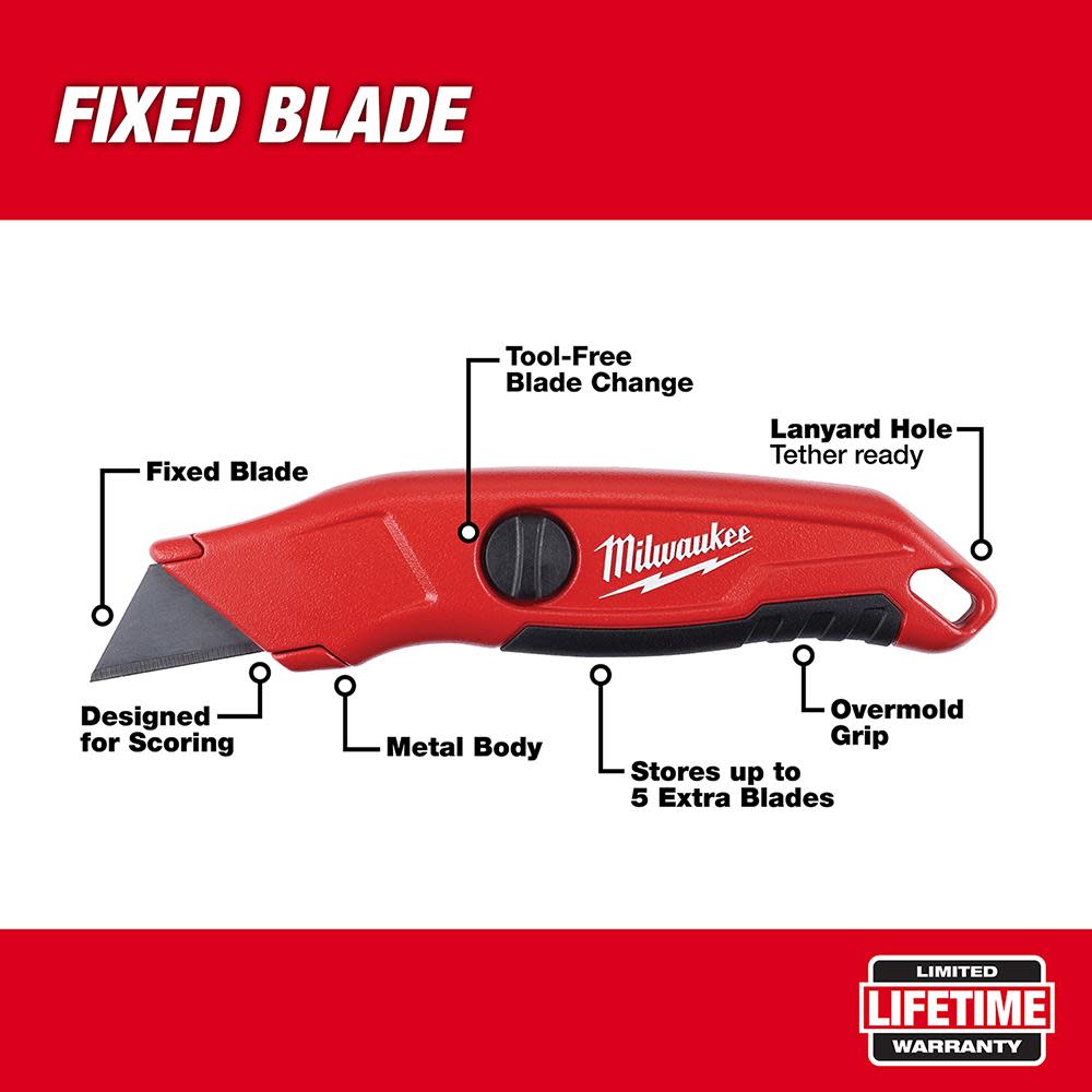 Milwaukee Fixed Blade Utility Knife - Flockneti