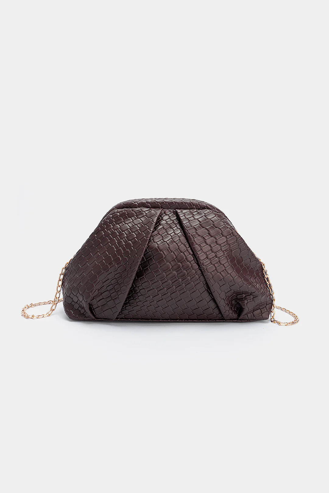 Metallic Chain Woven Clutch Bag - Flockneti
