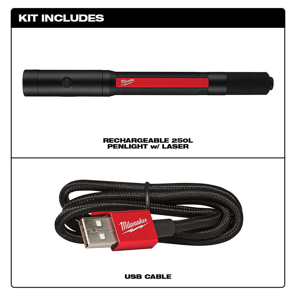 Milwaukee Penlight with Laser Rechargeable 250L - Flockneti