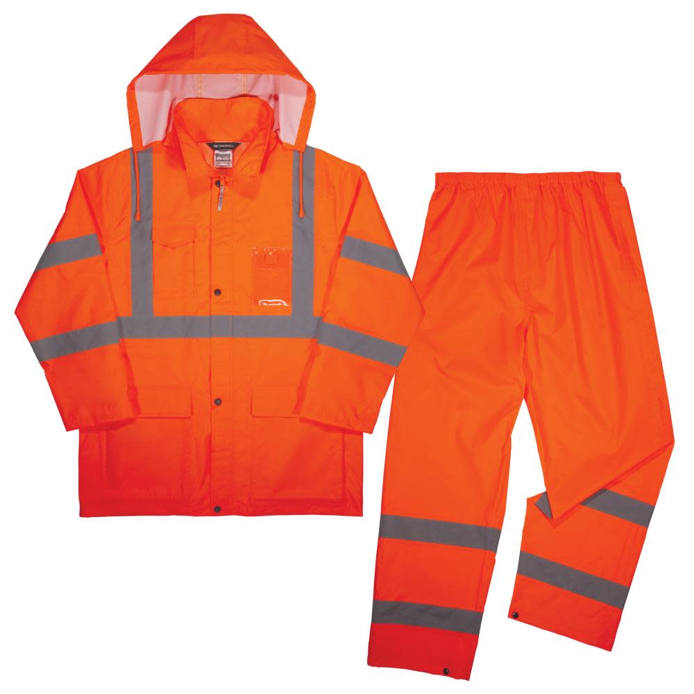 Ergodyne GloWear 8376K Lightweight Rain Suit Orange Medium - Flockneti