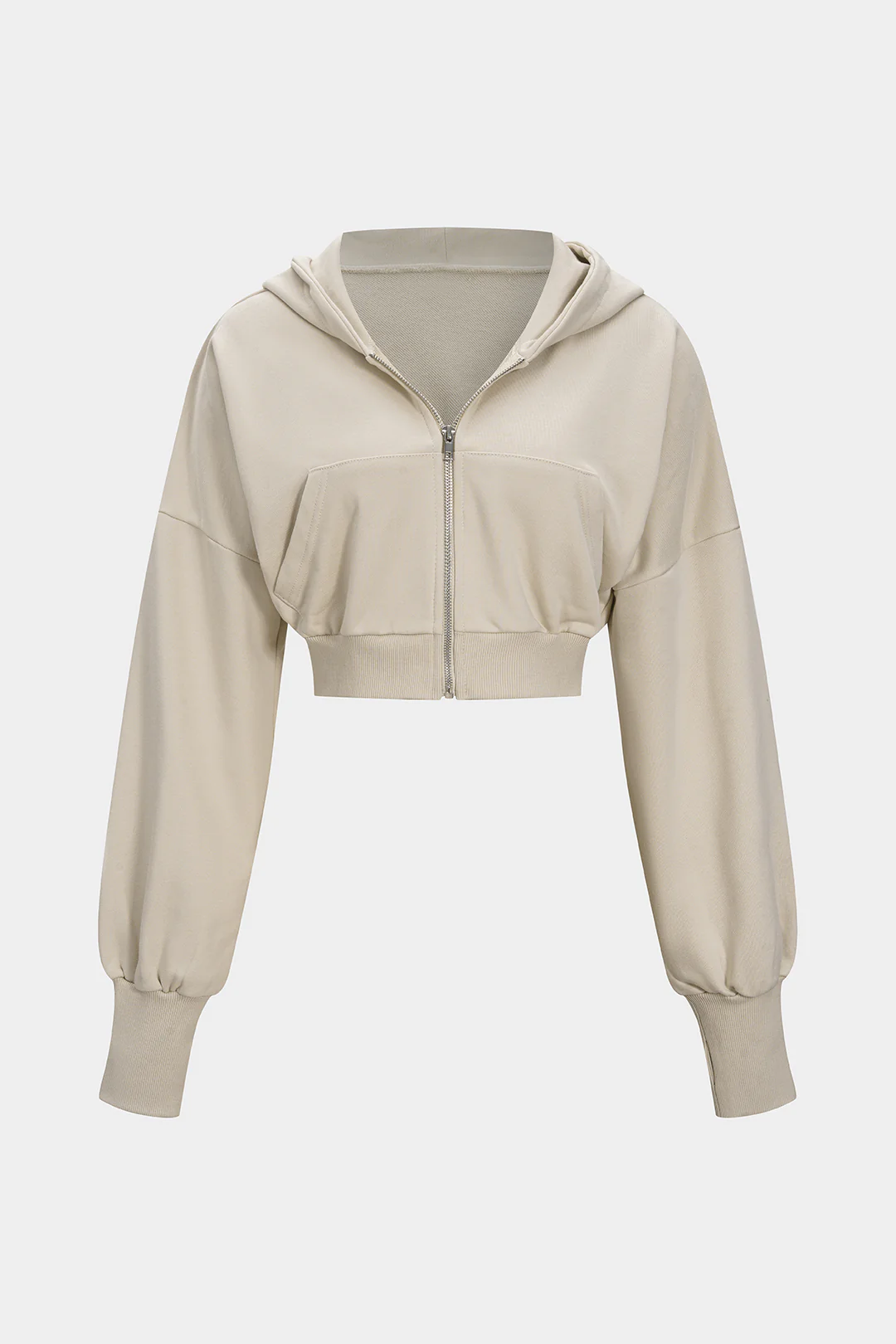 Zipper Pocket Cropped Hoodie - Flockneti