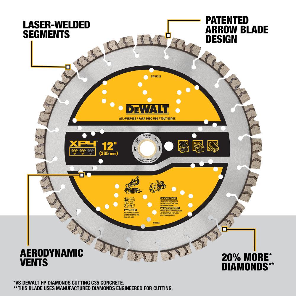 DEWALT Diamond Blade 12″ SEGMENTED XP4 ALL PURPOSE - Flockneti