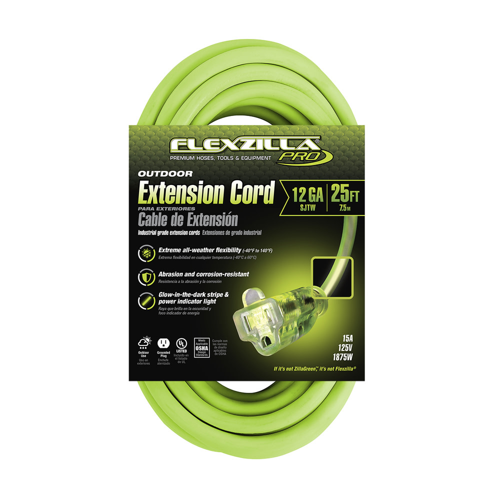 Flexzilla 25 ft. Pro Extension Cord 12/3 AWG - Flockneti